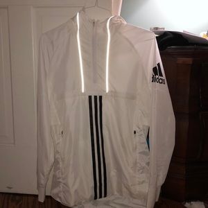 Mens white Adidas quarter zip jacket